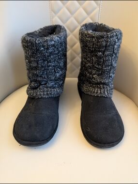 Cozy Knit Cuff Women's Sz 8 Winter Boots - Black/Grey
